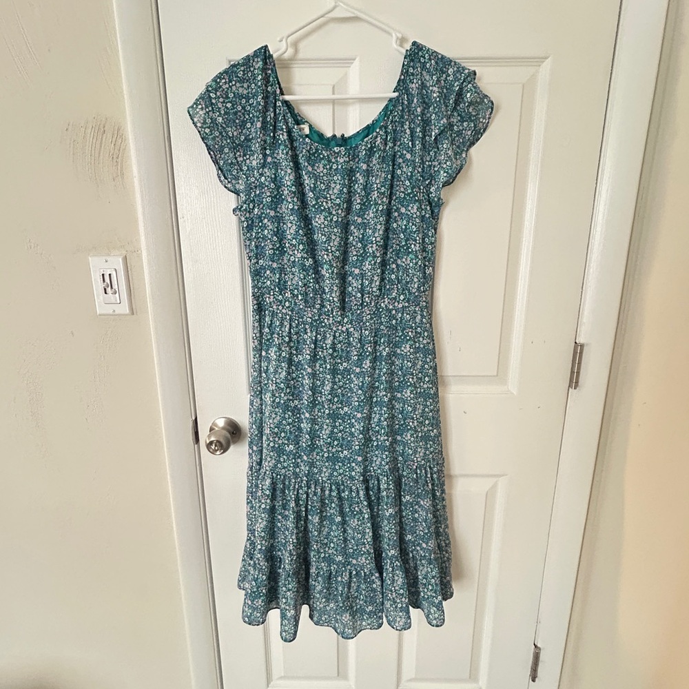 J. Crew Flutter Sleeve Floral Dress with Tiered Skirt Size 6